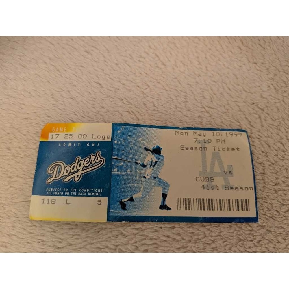 Los‎ Angeles Dodgers Baseball Season Ticket Stub May 10 1999 Cubs 41st